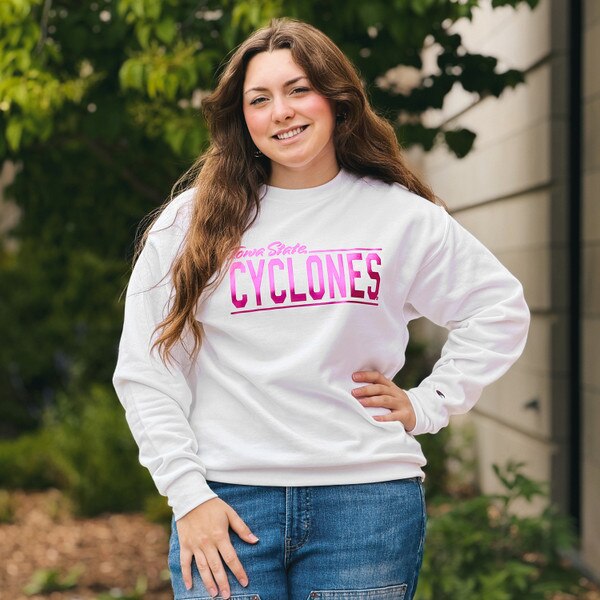 Champion Iowa State Cyclones White Powerblend Crewneck Sweatshirt
